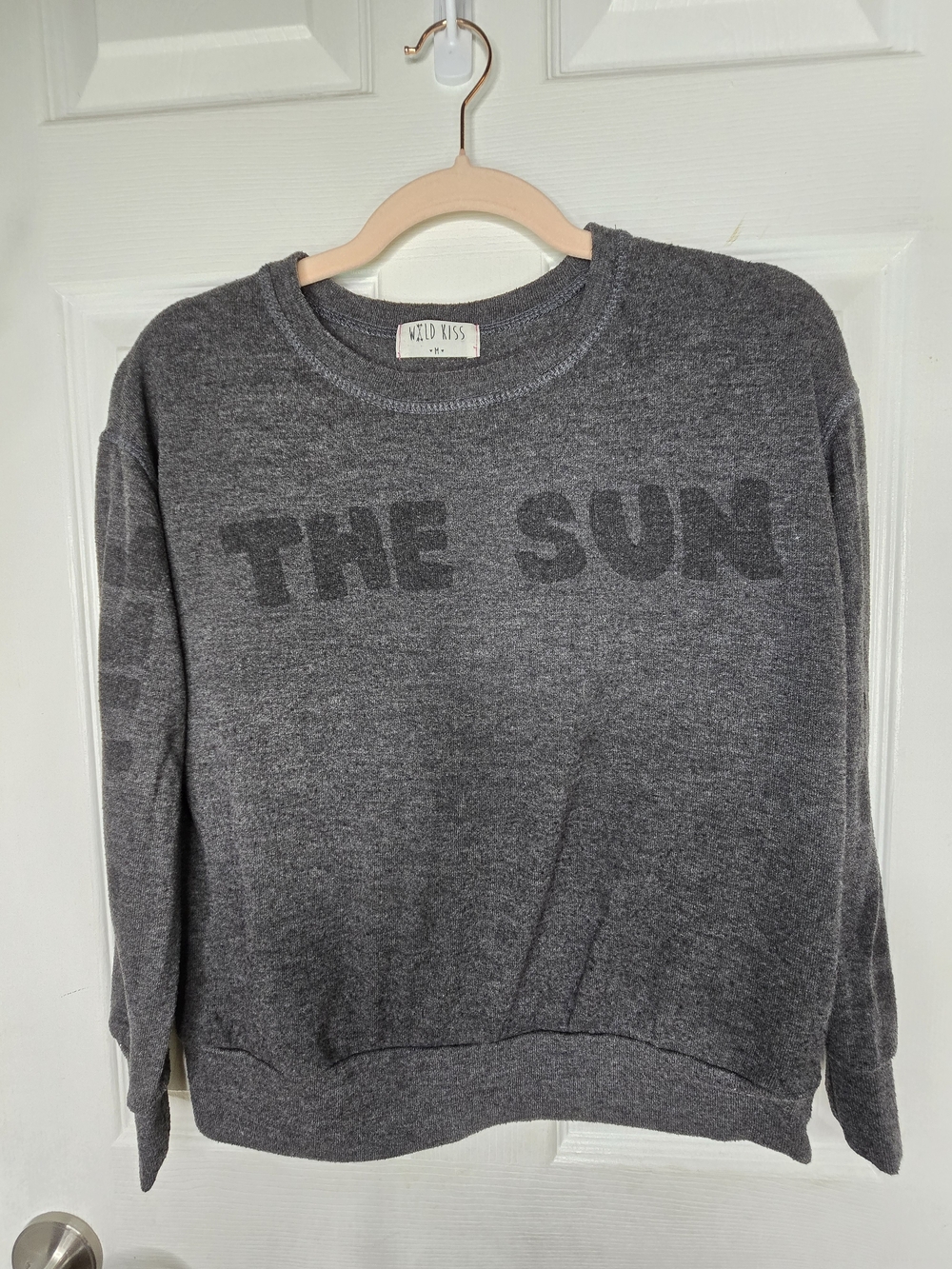 Wildfox 'The Sun' Crewneck Sweater in Charcoal Gray
